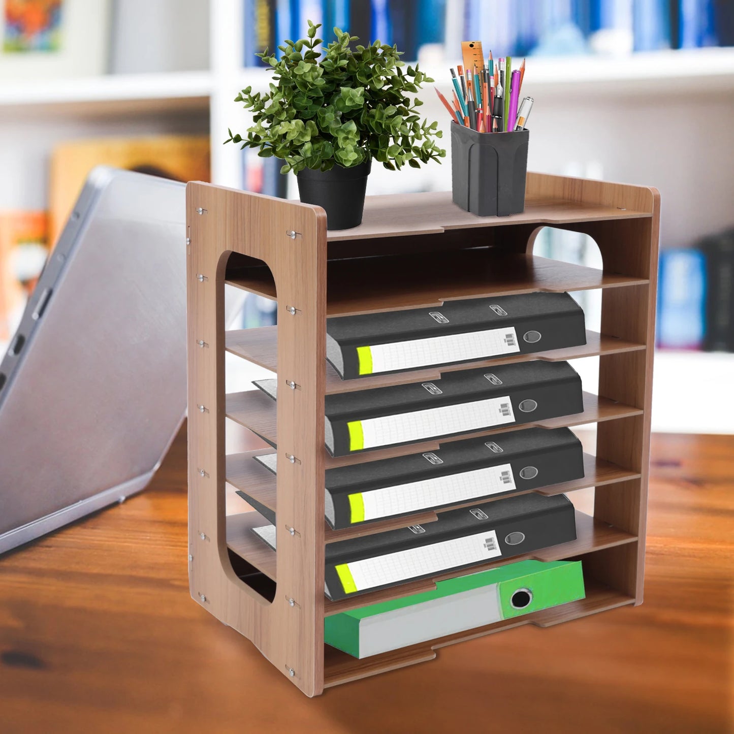 7 Tier Wood Office Paper Organizer