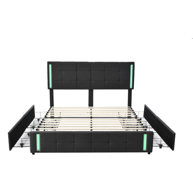 Platform Bed with LED Lights