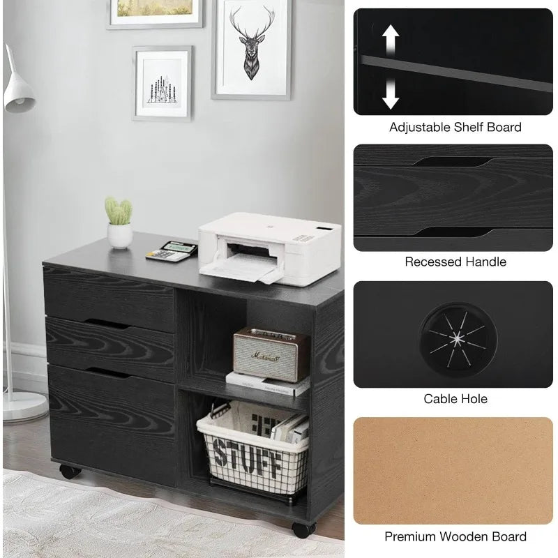 3 Drawer Mobile File Cabinet