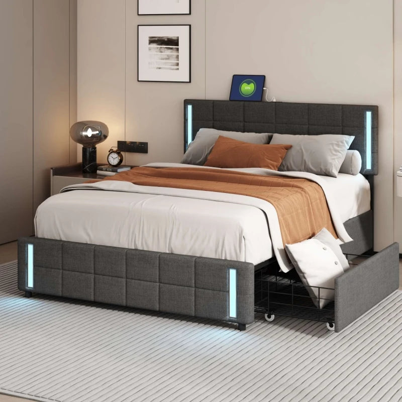 Platform Bed with LED Lights