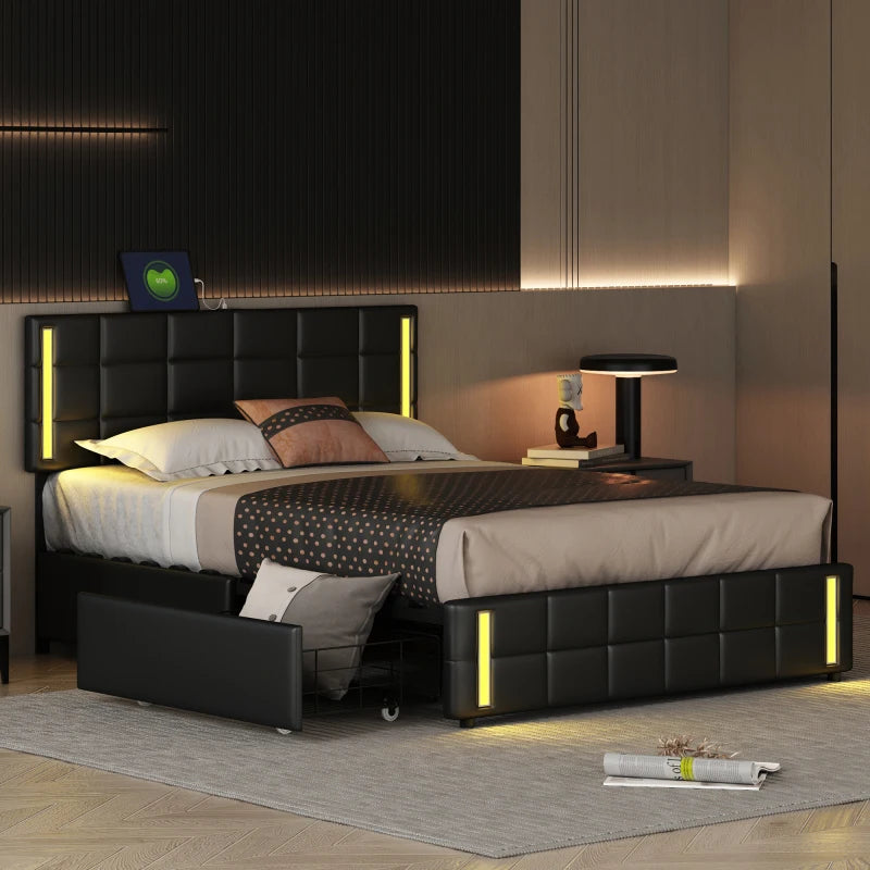 Platform Bed with LED Lights