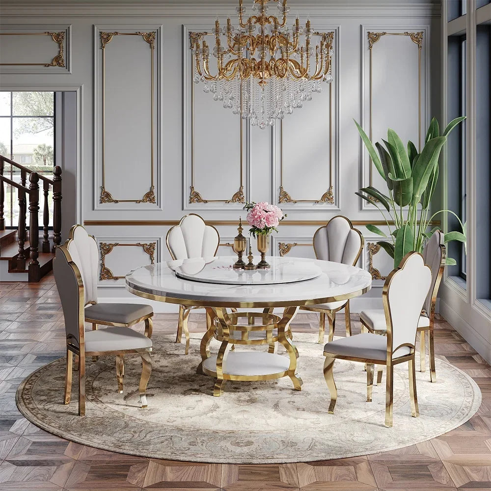 Stainless Steel Dining Table Set Turntable