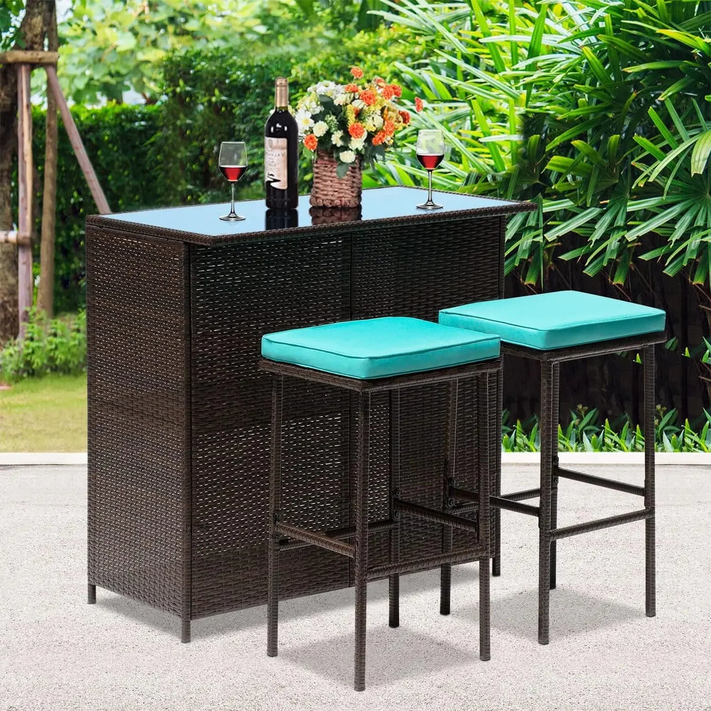 3PCS Patio Bar Set