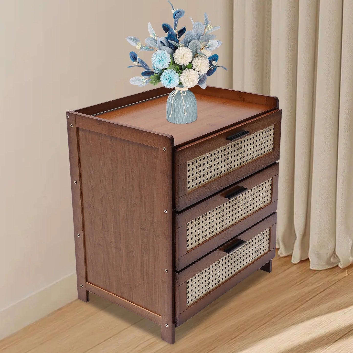 Bamboo Accent Bedside Table