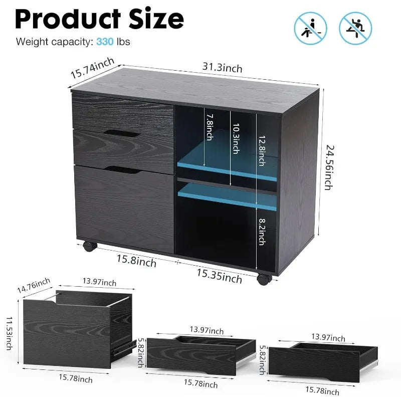 3 Drawer Mobile File Cabinet