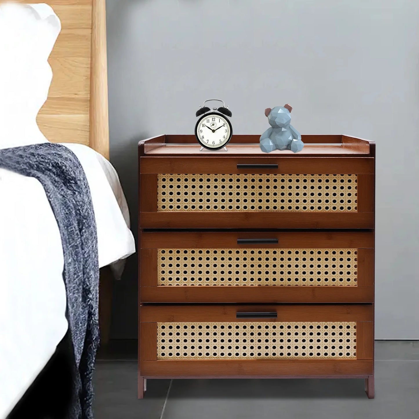 Bamboo Accent Bedside Table