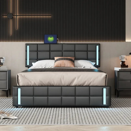 Platform Bed with LED Lights