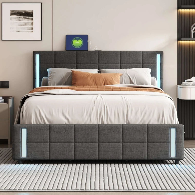 Platform Bed with LED Lights