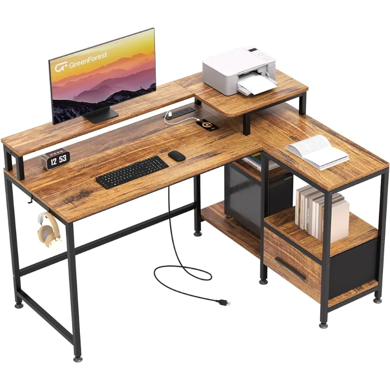 L Shaped Desk with Drawers